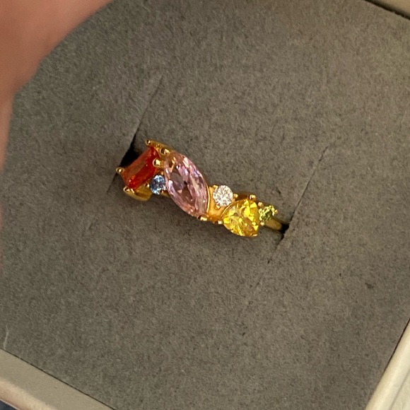 S925 gold plated Geometric multigems Ring - Picture 11 of 15